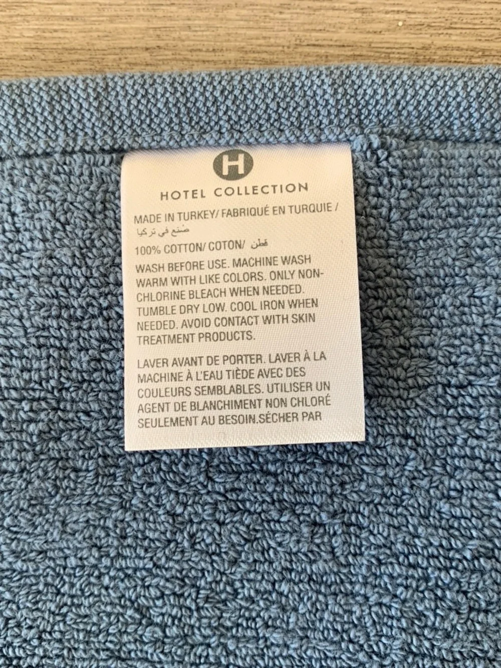 New $60 Hotel Collection Slate Blue Turkish Bath Mat